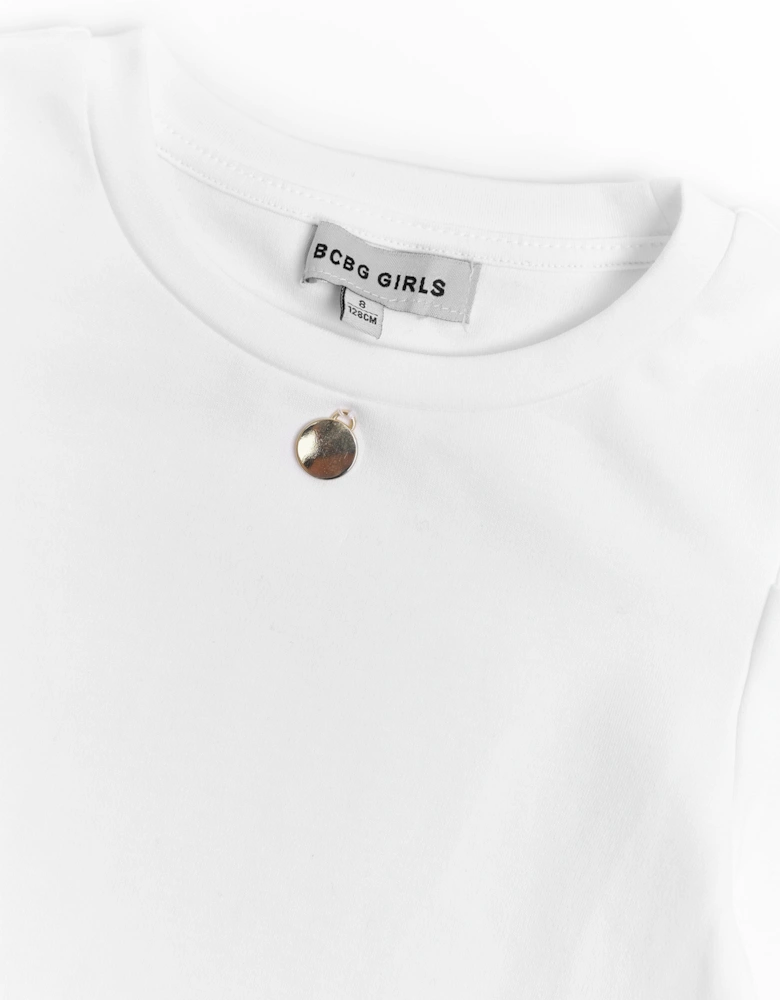 BCBG Girls Puff Long Sleeve Top in Ivory