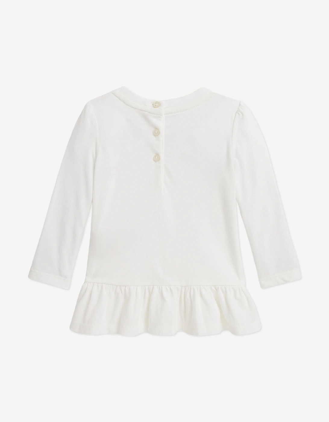 Baby Girls Long Sleeve Bear T-Shirt in White