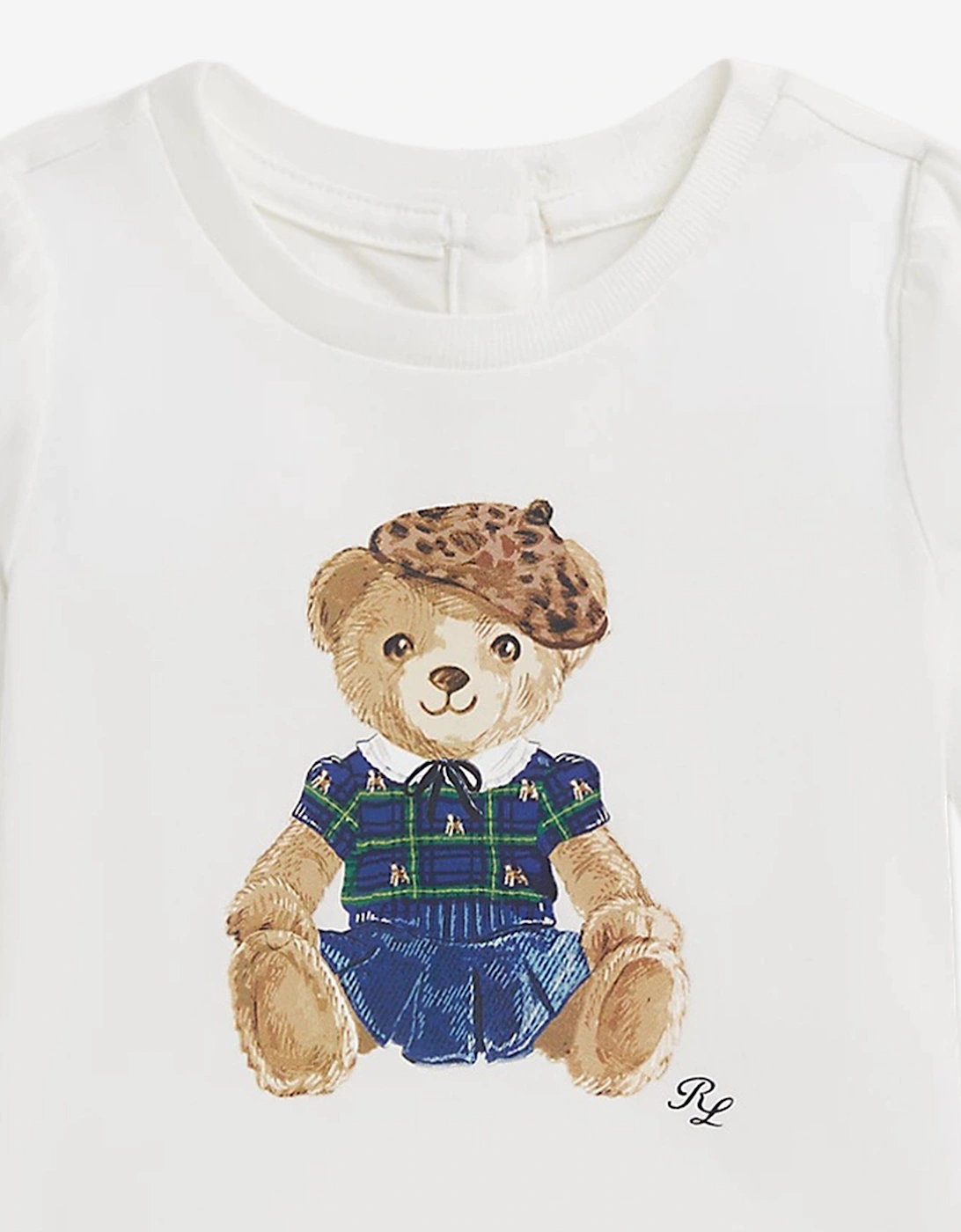 Baby Girls Long Sleeve Bear T-Shirt in White