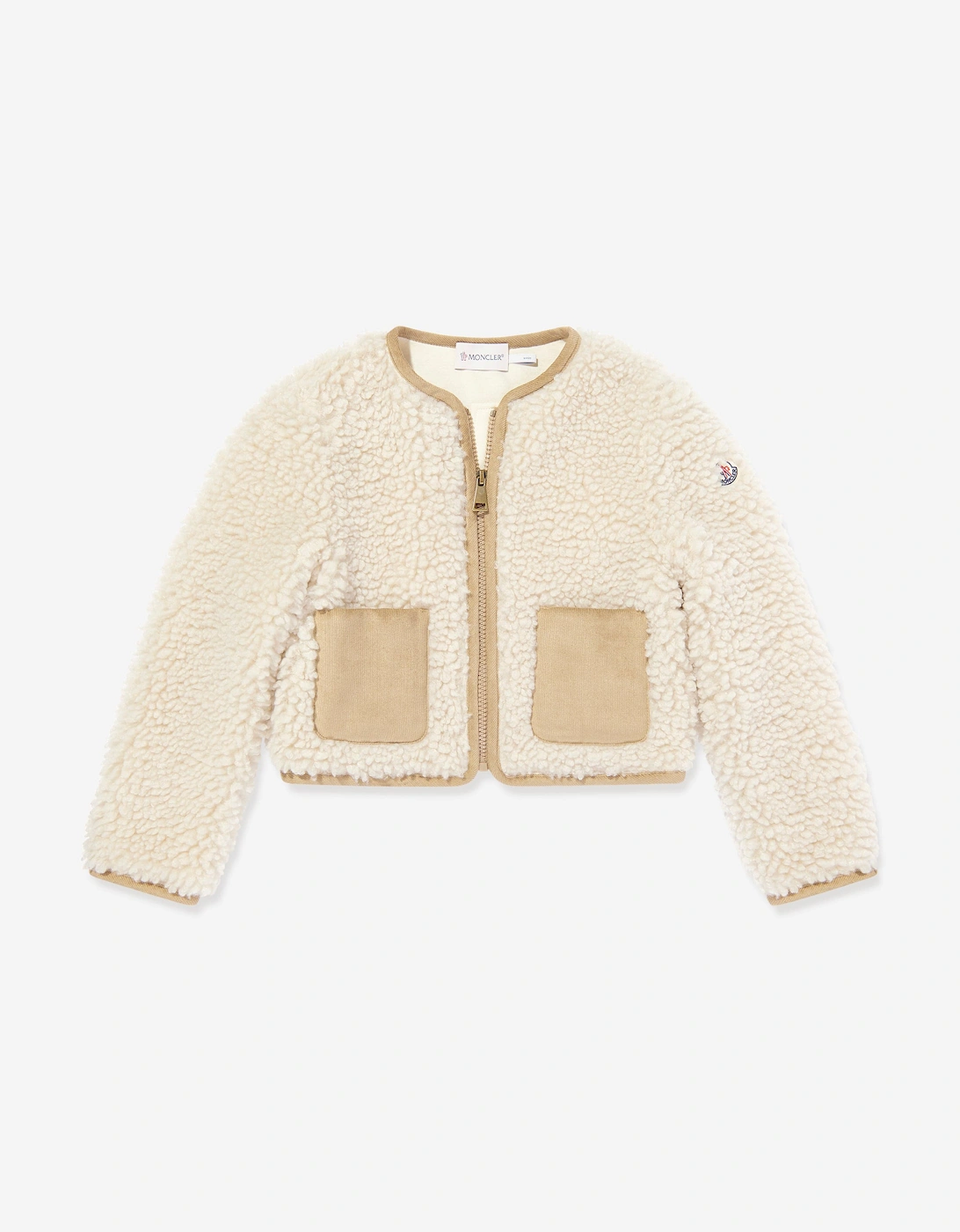 Moncler Enfant Girls Faux Fur Zip Up Cardigan in Ivory - Cream - Size: 4 years