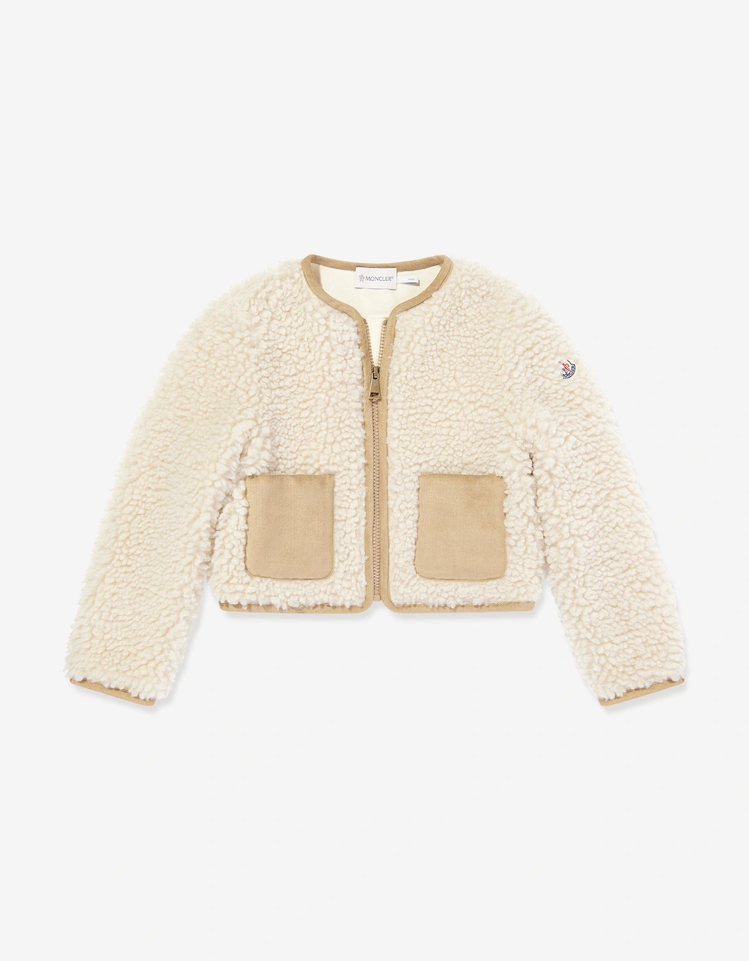 Girls Faux Fur Zip Up Cardigan in Ivory, 5 of 4