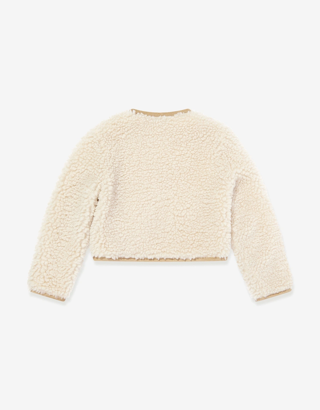 Girls Faux Fur Zip Up Cardigan in Ivory