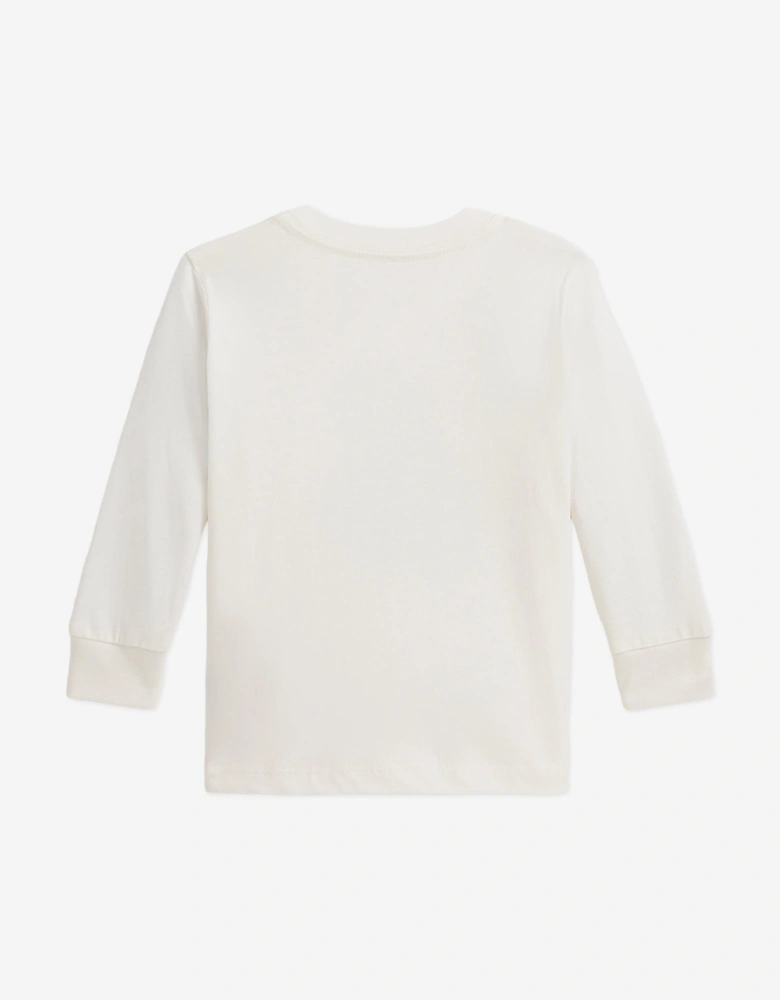Baby Boys Long Sleeve Bear T-Shirt in White