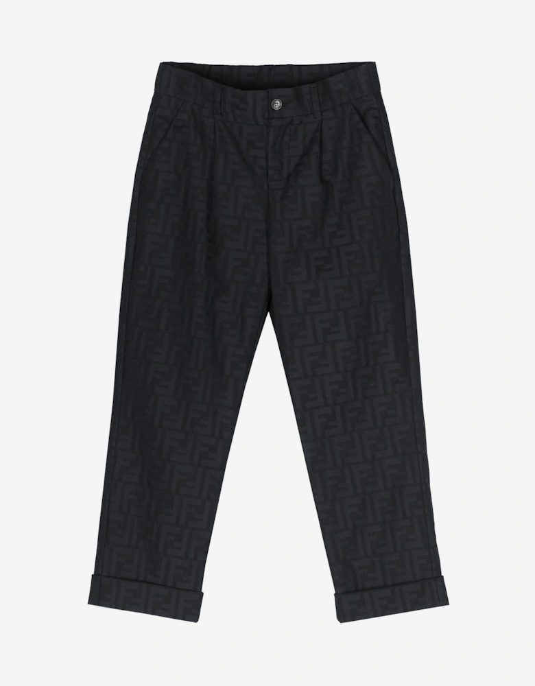 Boys FF Jacquard Trousers in Navy