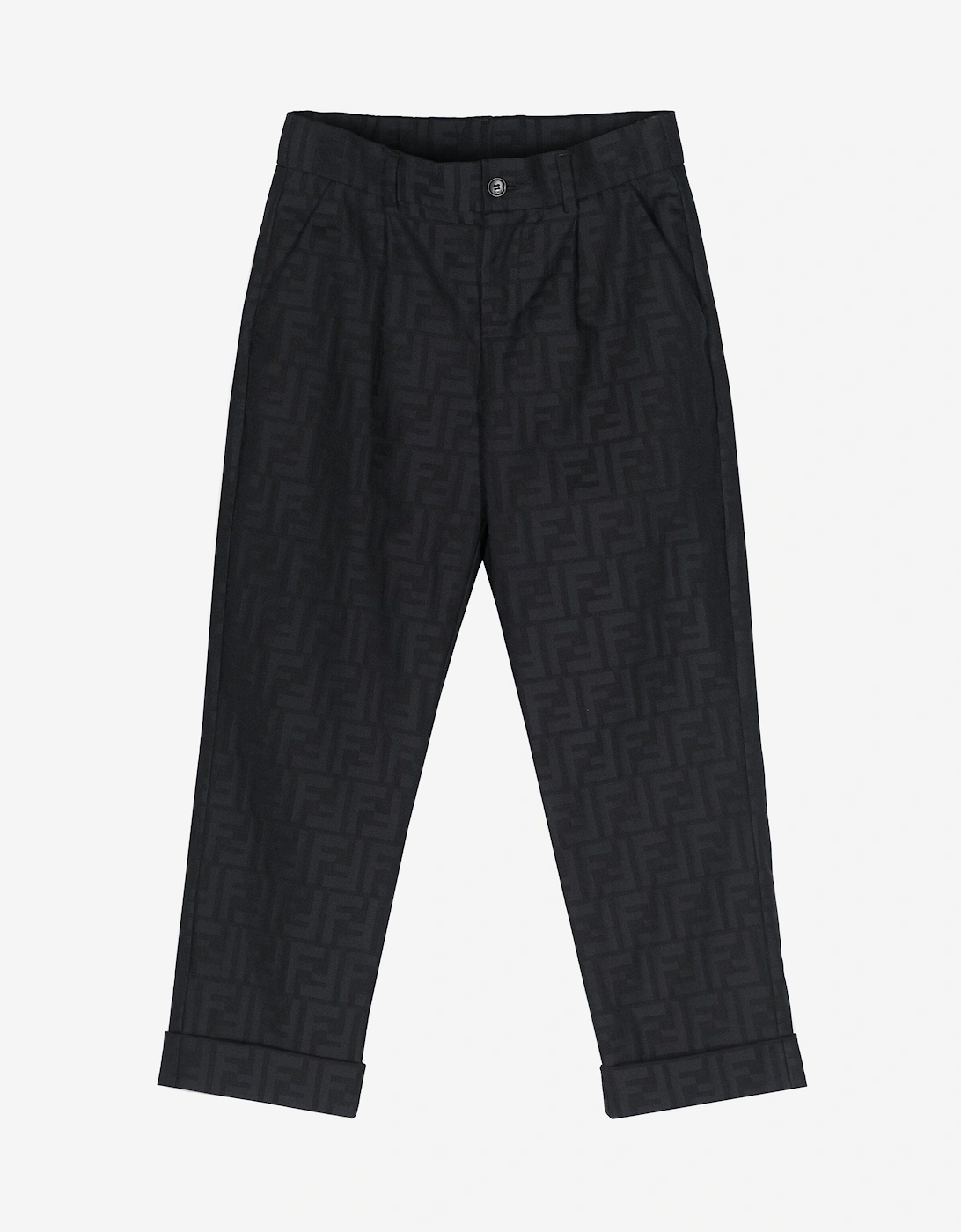 Boy's Fendi Boys FF Jacquard Trousers in Navy - Blue - Size: 8 years