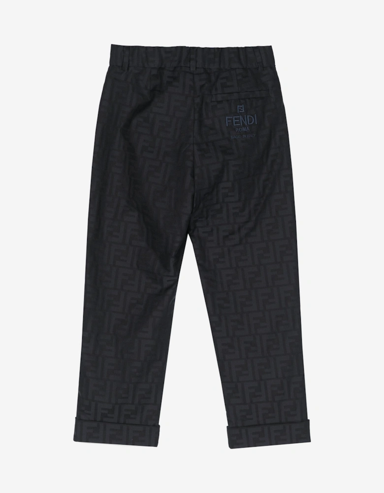 Boys FF Jacquard Trousers in Navy