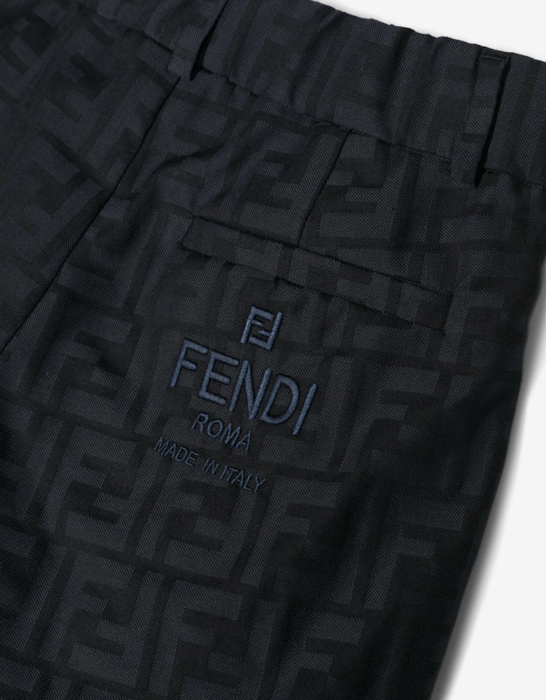 Boys FF Jacquard Trousers in Navy