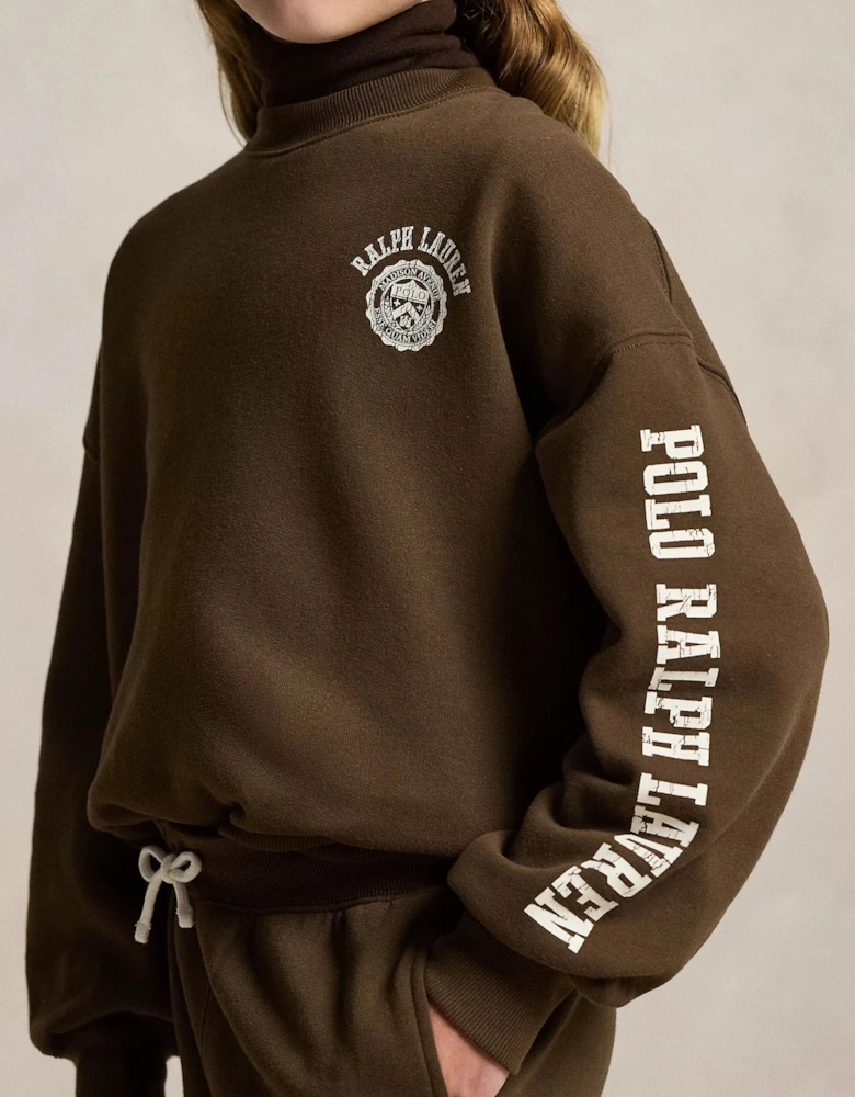 Girls Polo Sweatshirt in Brown