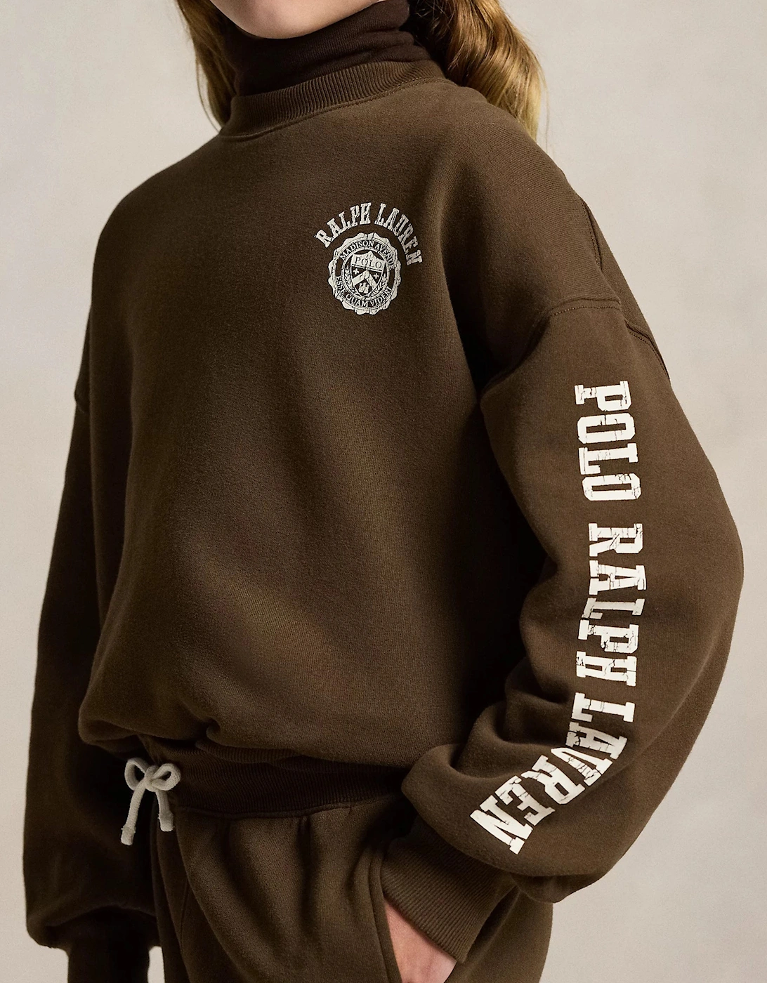 Girls Polo Sweatshirt in Brown