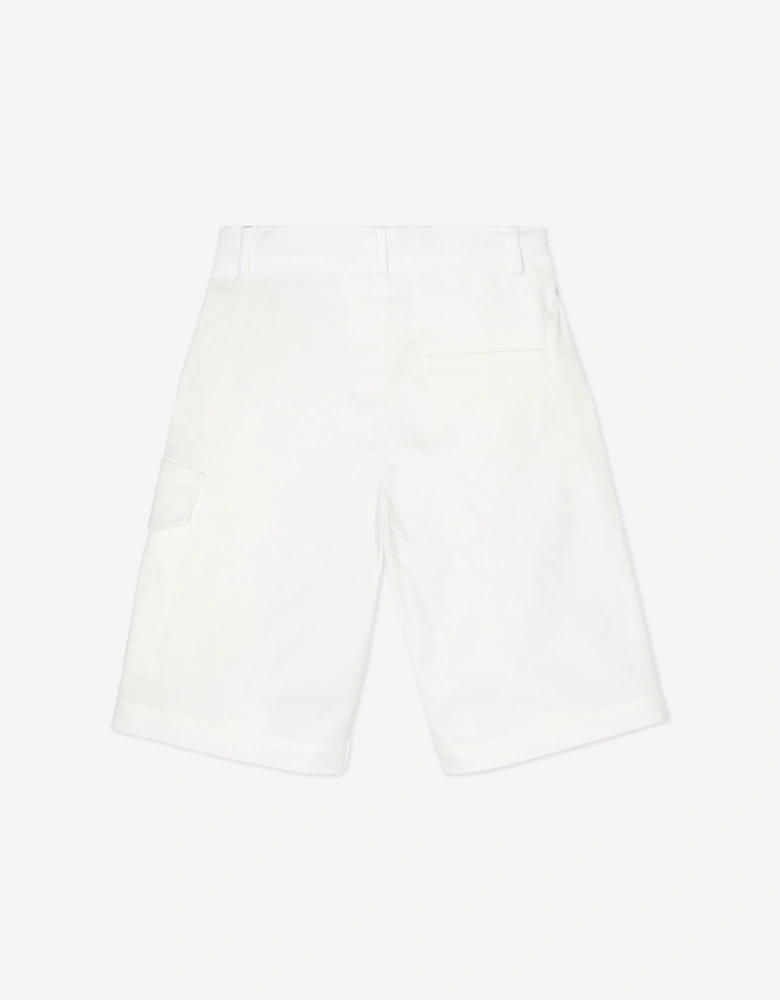Boys Logo Cargo Shorts in White