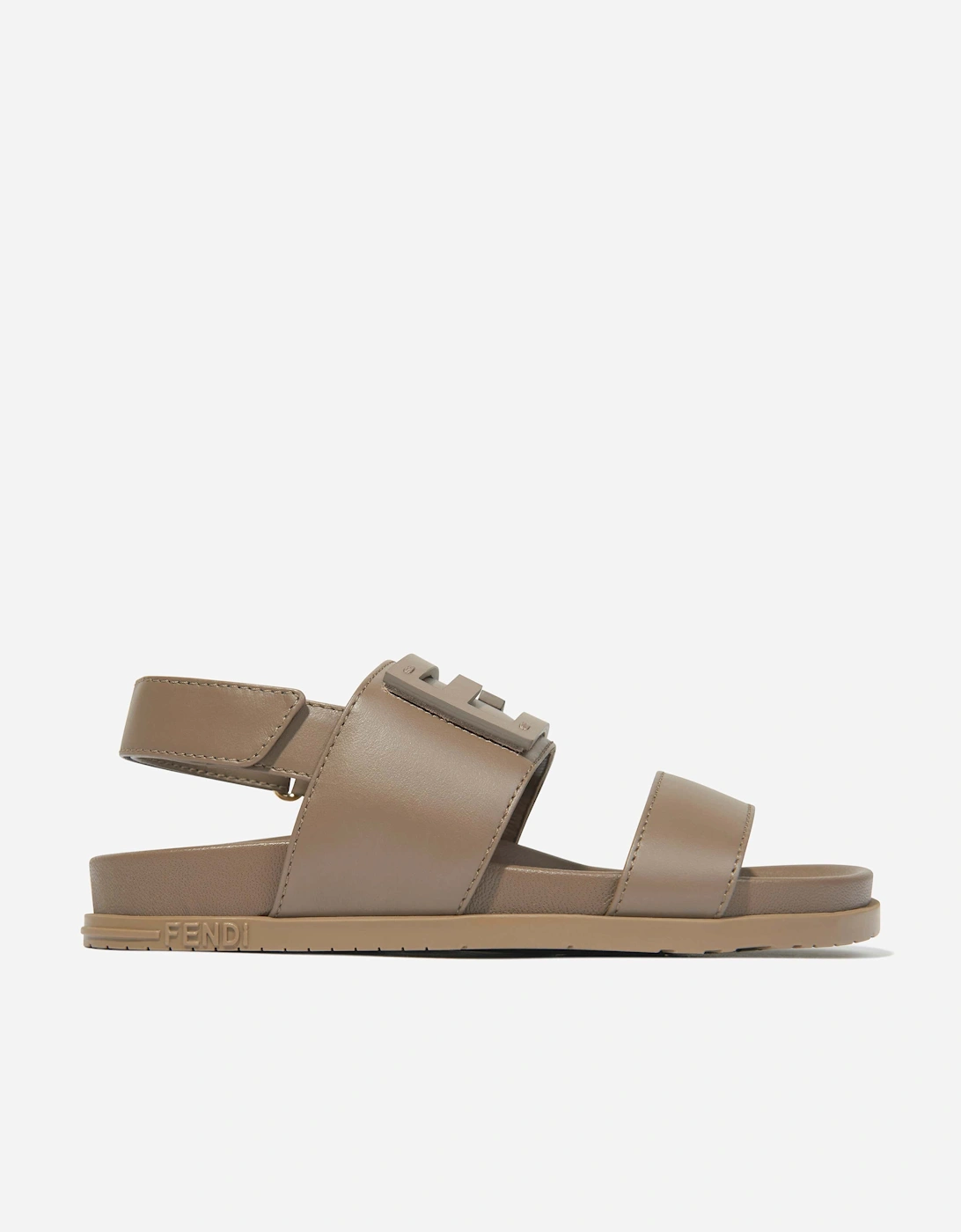 Kids Leather FF Logo Sandals in Beige, 5 of 4