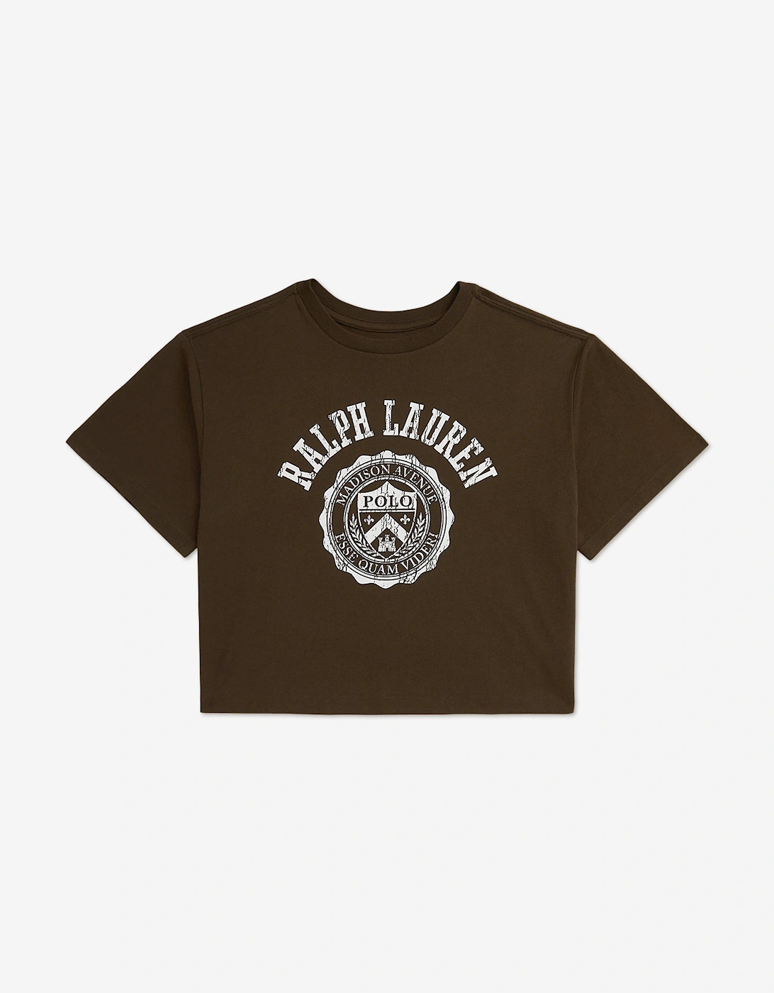 Girls Polo Logo T-Shirt in Brown, 5 of 4