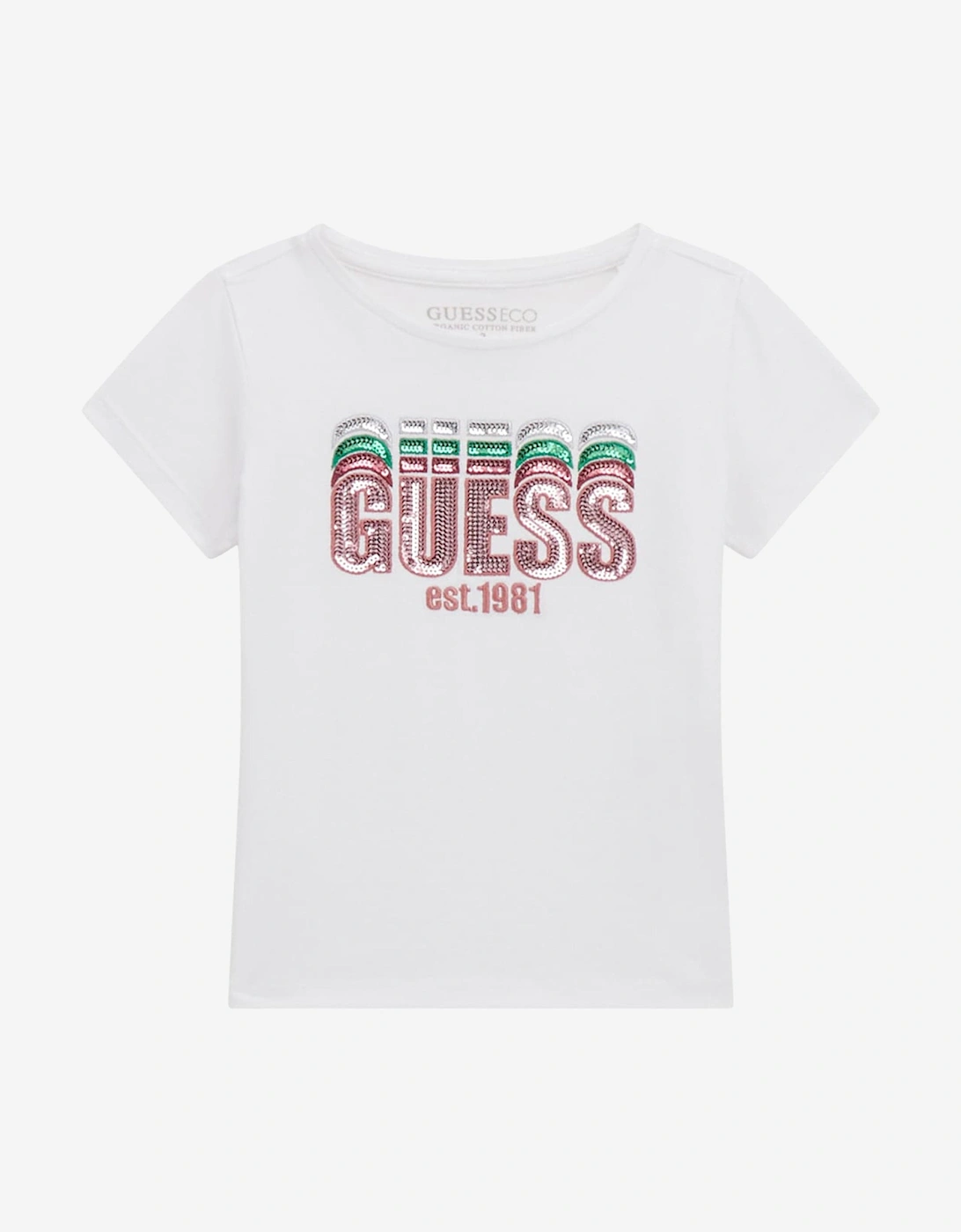 Girls Sequin Logo T-Shirt in White, 5 of 4