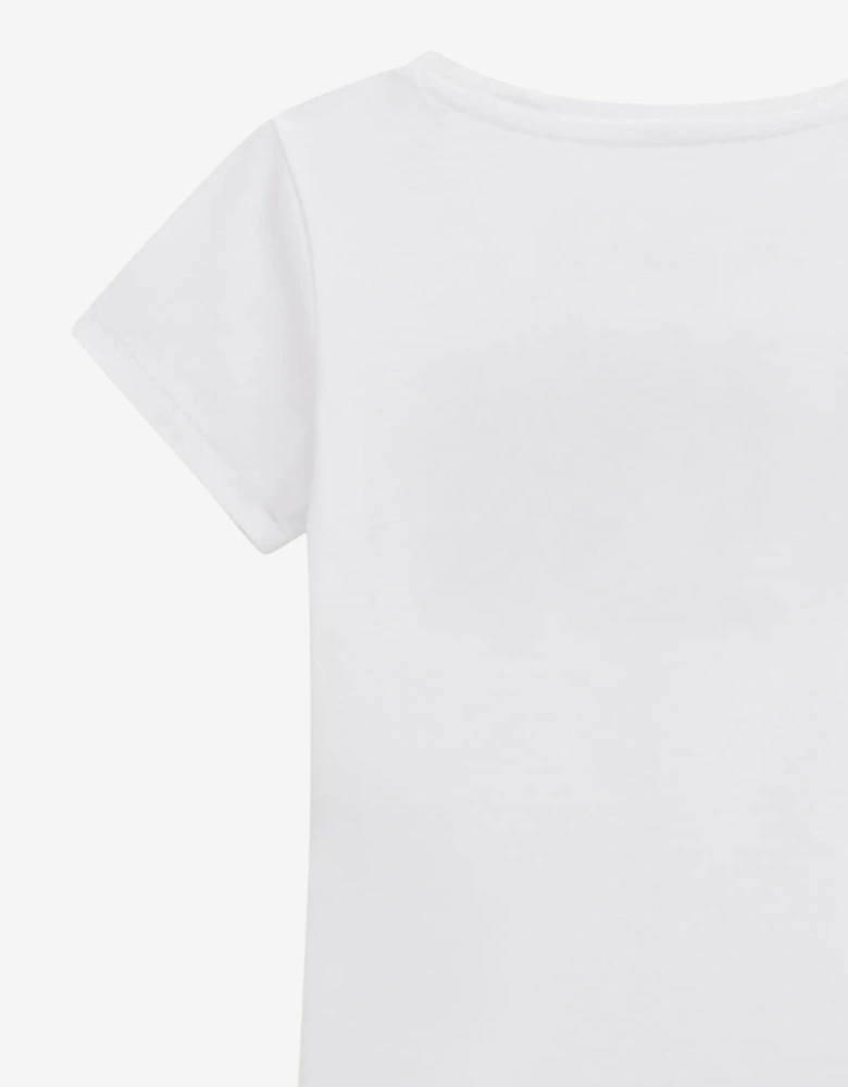 Girls Sequin Logo T-Shirt in White