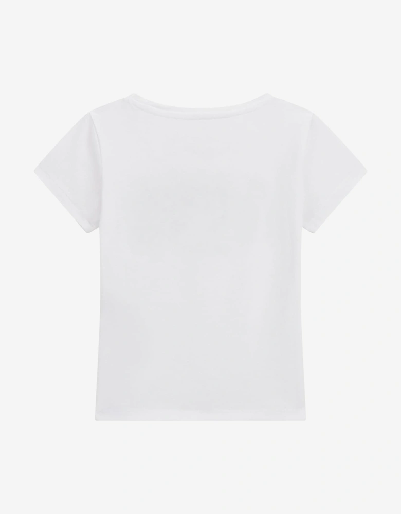 Girls Sequin Logo T-Shirt in White