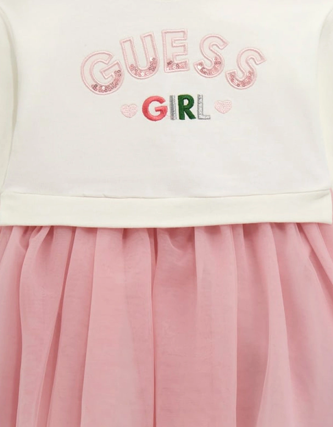 Girls Mixed Fabric Sweater Dress in White