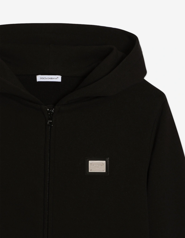 Boys Logo Zip Up Top in Black