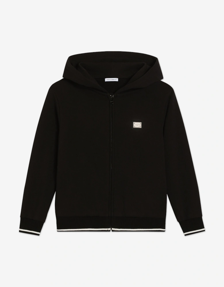 Boys Logo Zip Up Top in Black