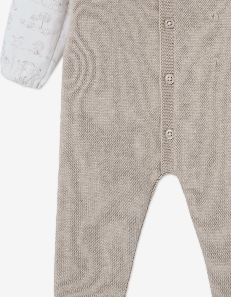 Baby Knitted Babygrow in Beige