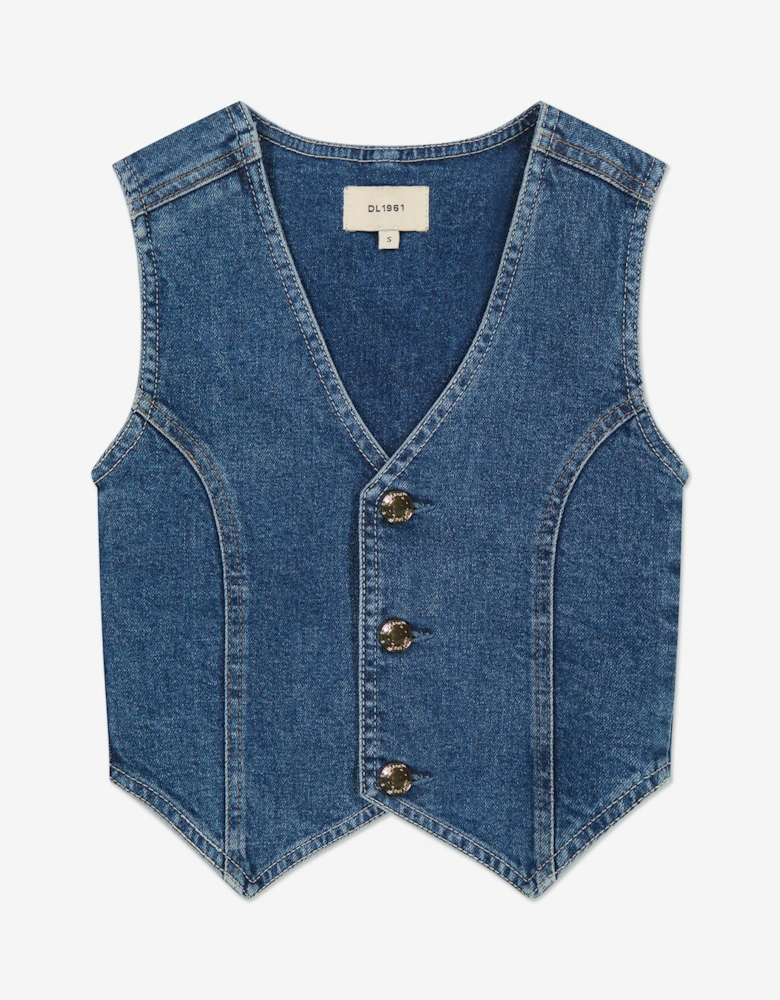 Girls Zizi Denim Waistocoat in Blue