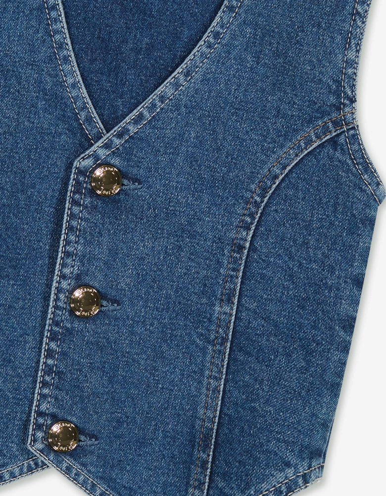 Girls Zizi Denim Waistocoat in Blue