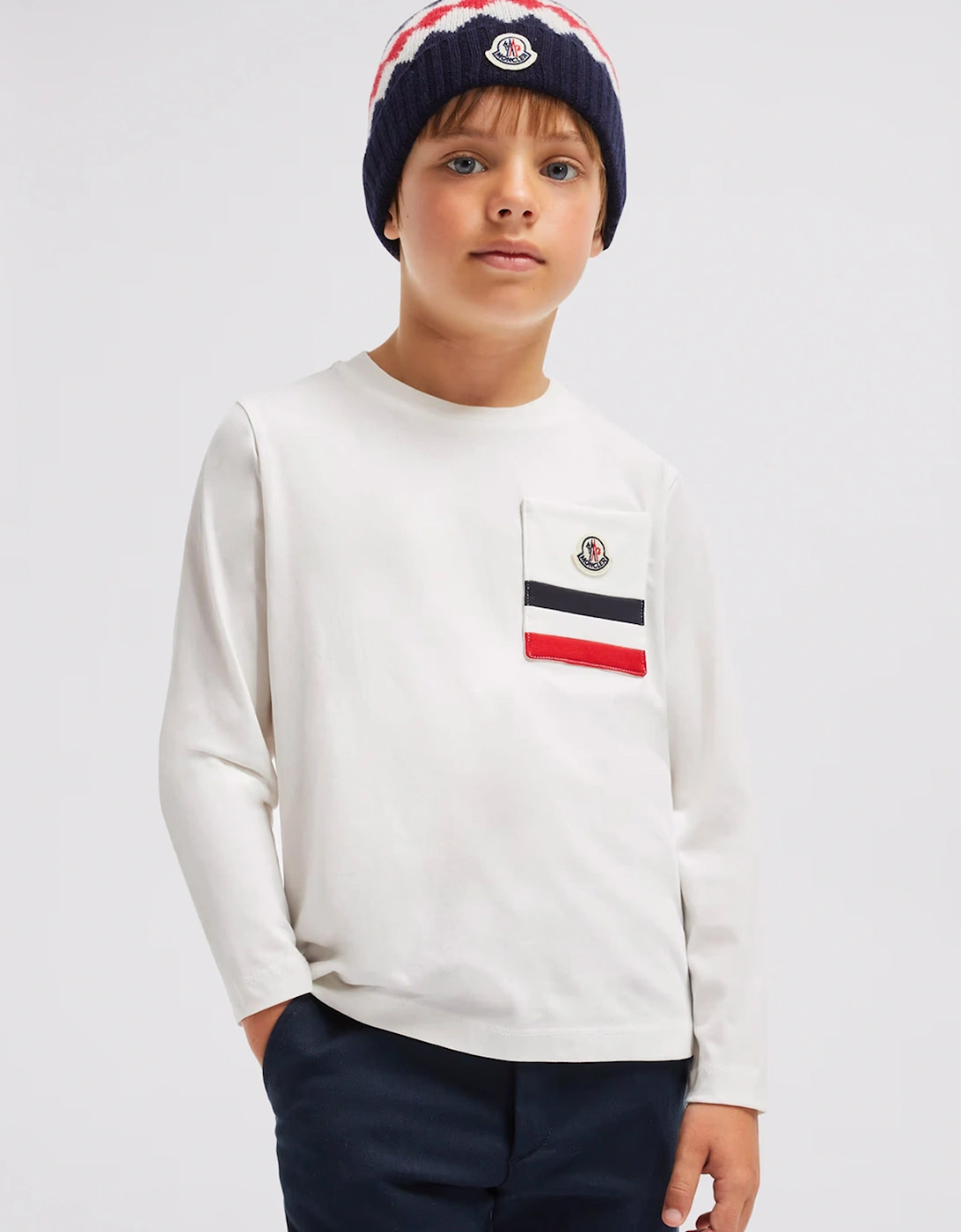 Enfant Boys Long Sleeve Logo T-Shirt in White, 5 of 4