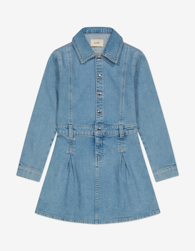 Girls Manning Denim Dress in Blue