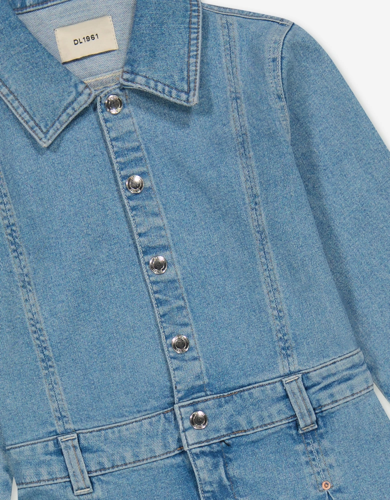Girls Manning Denim Dress in Blue