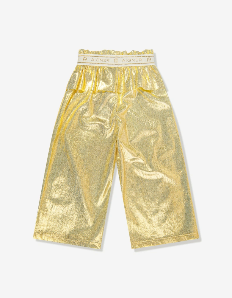 Girls Metallic Trousers in Gold