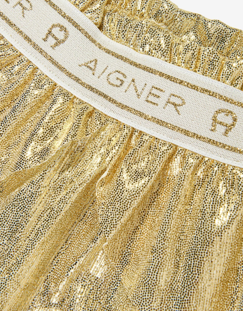 Girls Metallic Trousers in Gold
