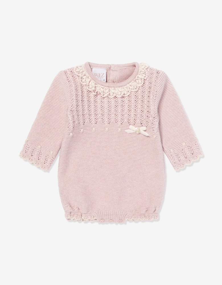Baby Girls Knitted Romper in Pink