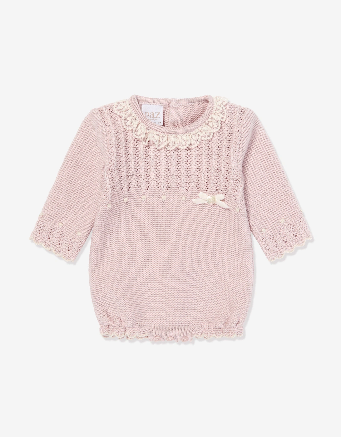 Baby Girls Knitted Romper in Pink, 5 of 4