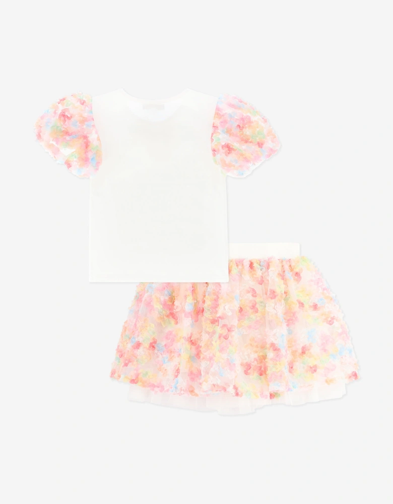 Angels Face Girls Confetti Top and Skirt Set in White