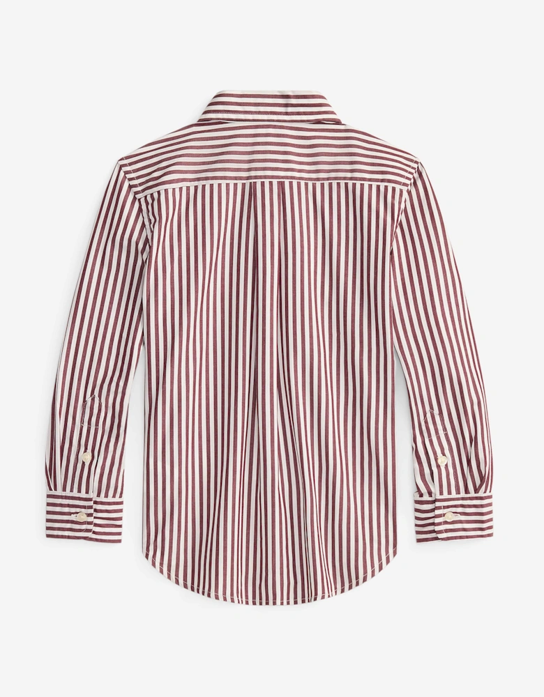 Boys Striped Logo Shirt in Red