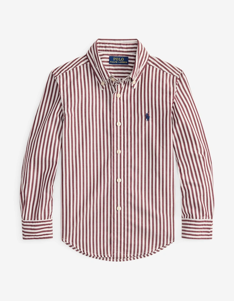 Boys Striped Logo Shirt in Red