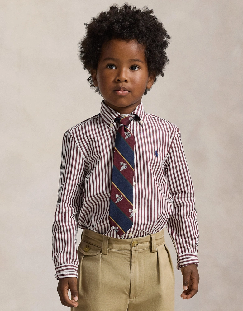 Boys Striped Logo Shirt in Red