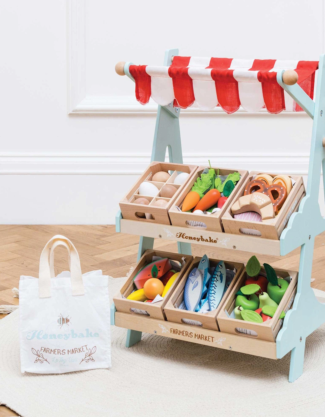 Wooden Market Stall and Fruit Food Crate (W:39.5 x D:38 x H:64cm)