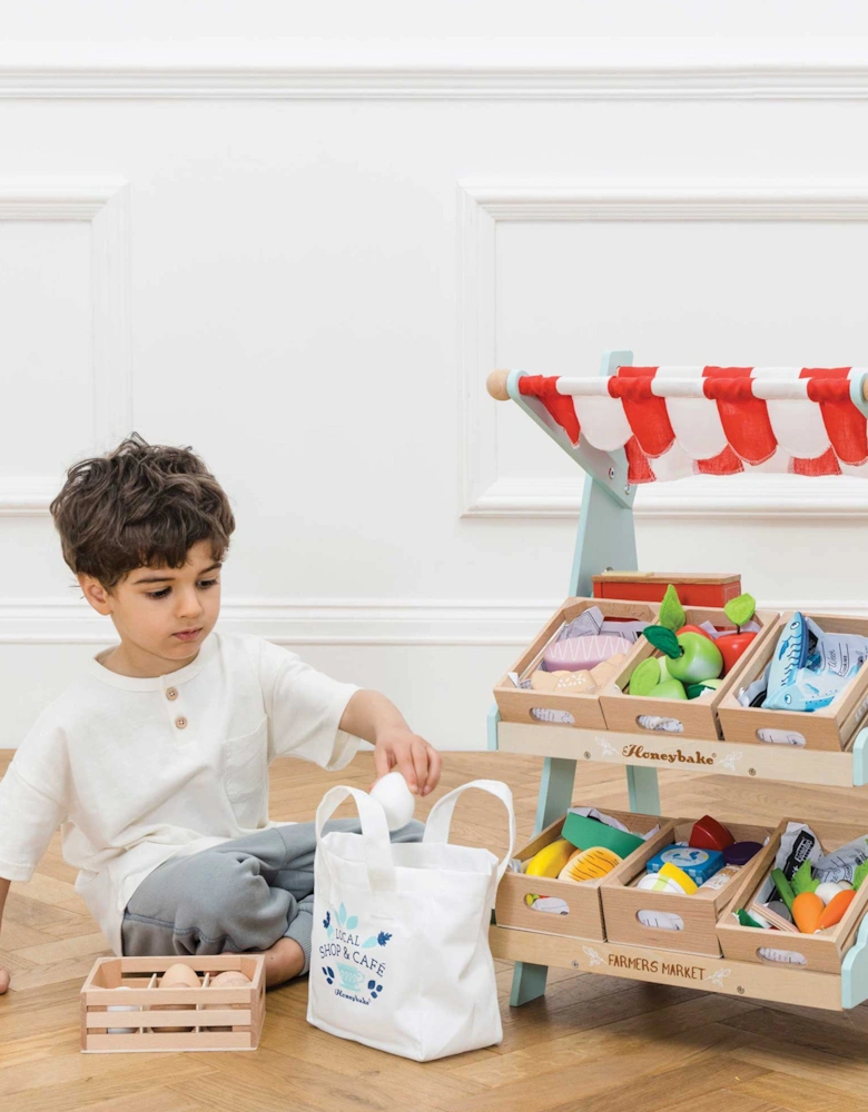 Wooden Market Stall and Fruit Food Crate (W:39.5 x D:38 x H:64cm)