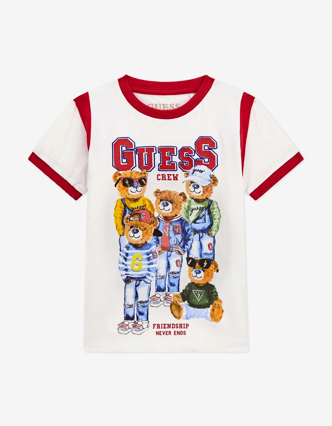 Boys Bear Print T-Shirt in White, 5 of 4