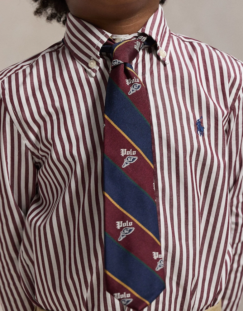Boys Striped Logo Shirt in Red