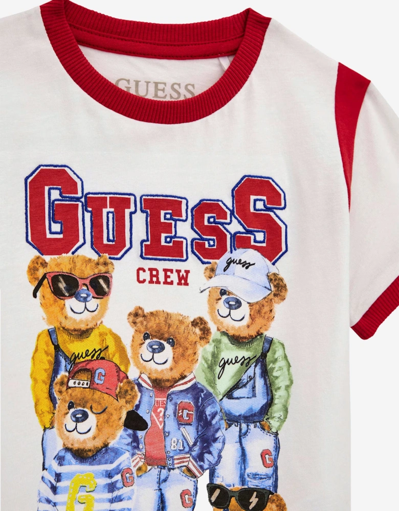 Boys Bear Print T-Shirt in White