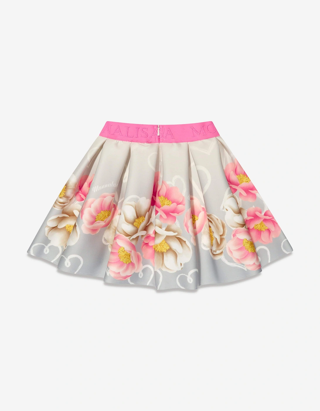 Girls Flower Print Skirt in Grey
