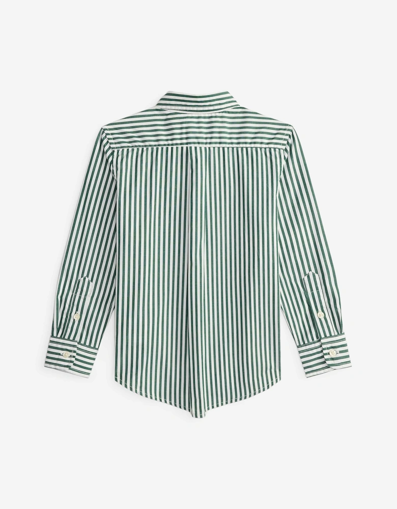 Boys Striped Logo Shirt in Green