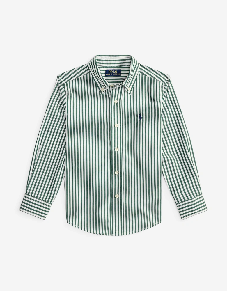 Boys Striped Logo Shirt in Green