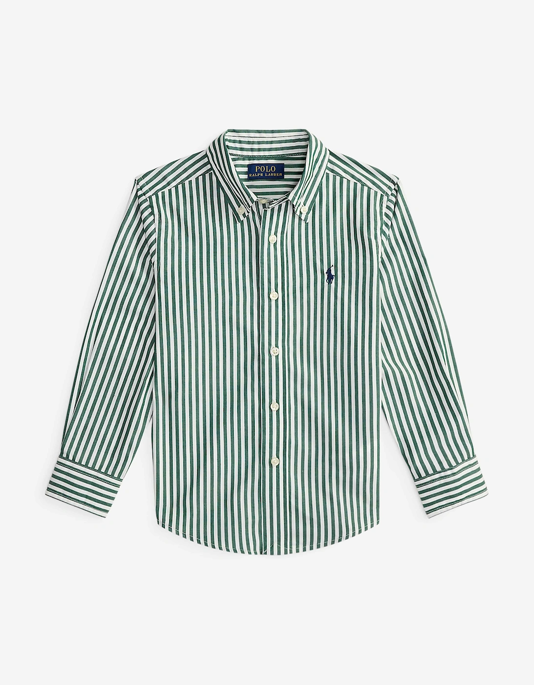 Boys Striped Logo Shirt in Green, 6 of 5