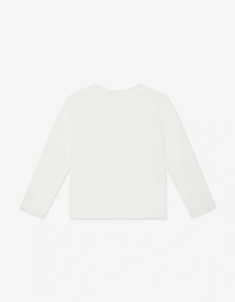 Girls Long Sleeve Teddy Bear T-Shirt in Ivory