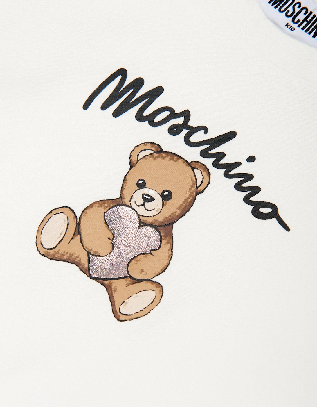 Girls Long Sleeve Teddy Bear T-Shirt in Ivory