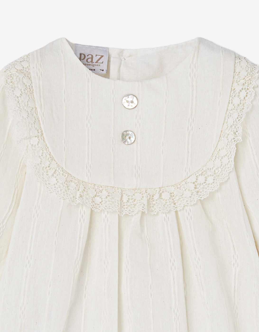 Baby Lace Trim Romper in Ivory