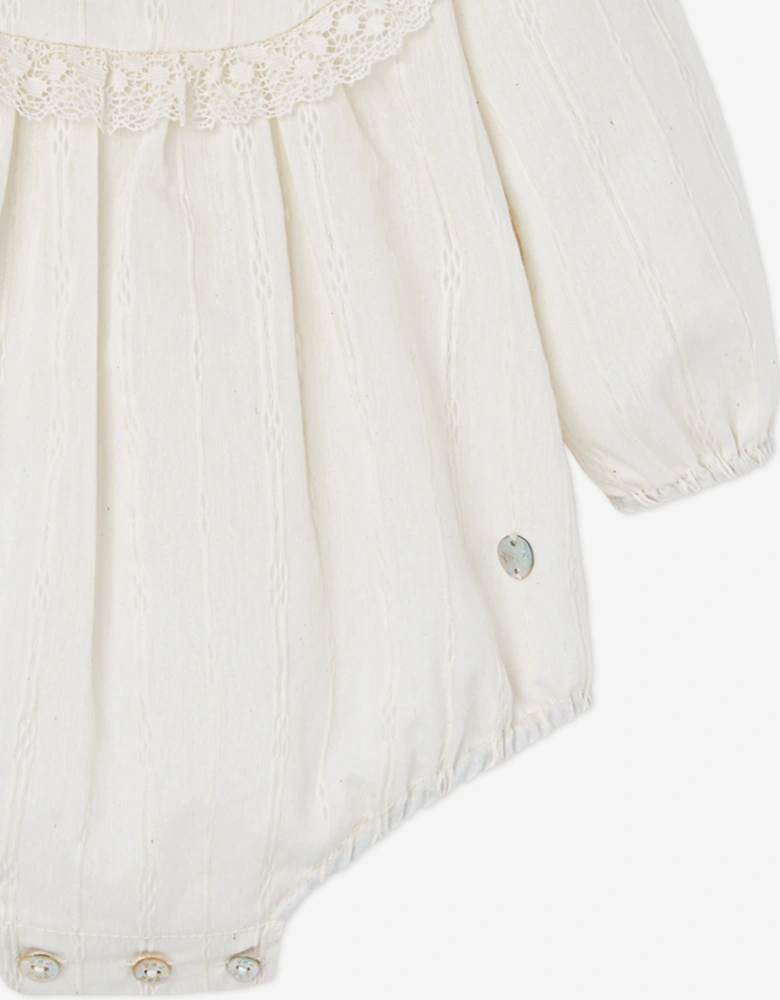 Baby Lace Trim Romper in Ivory