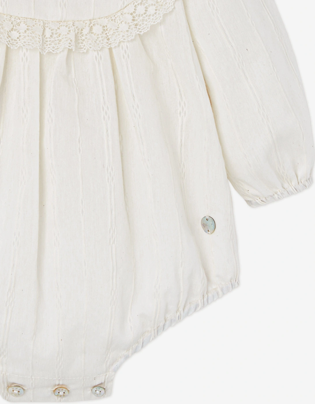 Baby Lace Trim Romper in Ivory